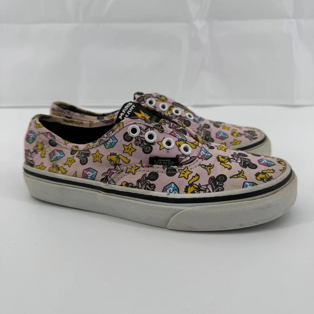 Vans Nintendo Mario Kart Princess Peach Authentic Pink Kids Shoes Size 2.5 - Picture 5 of 13